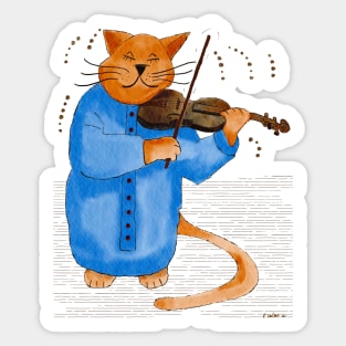 Cool Fiddle Cat Sticker